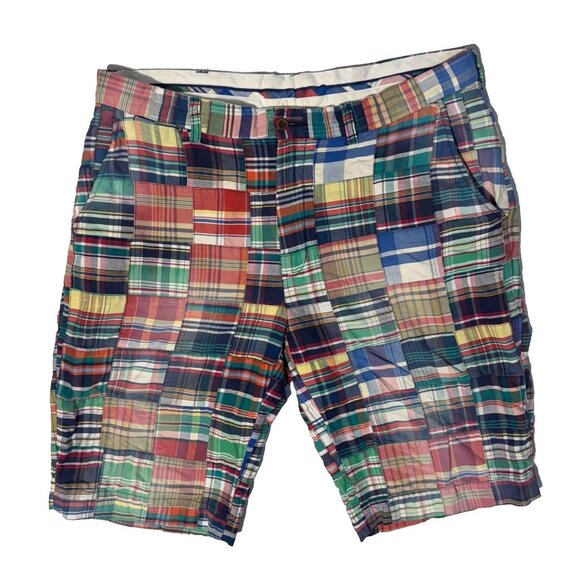 Polo Ralph Lauren Shorts Mens 36 Multicolor Madras Patchwork Plaid 90s Y2K - Picture 1 of 7